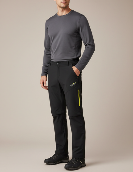 Pantalon Randonnée Noir Convertible Léger Homme Séchage Rapide - Polyester