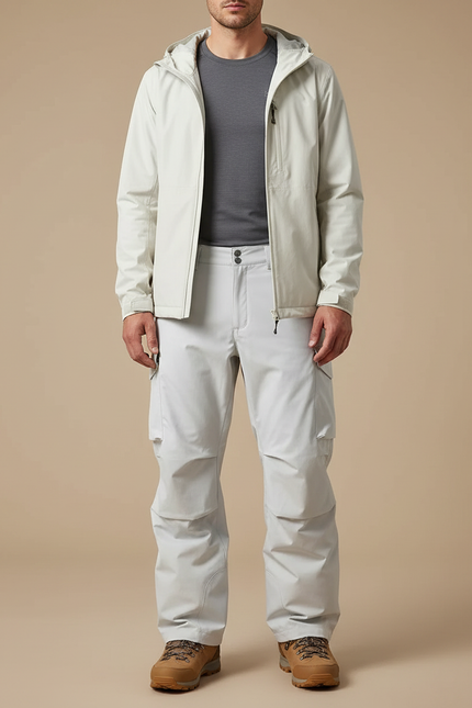 Pantalon Randonnée Gris Clair Cargo Imperméable Homme - Polyester