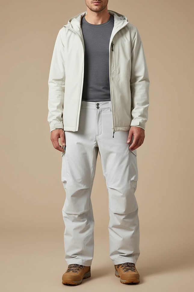 Pantalon Randonnée Gris Clair Cargo Imperméable Homme - Polyester