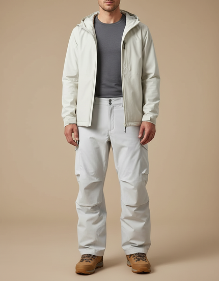 Pantalon Randonnée Gris Clair Cargo Imperméable Homme - Polyester