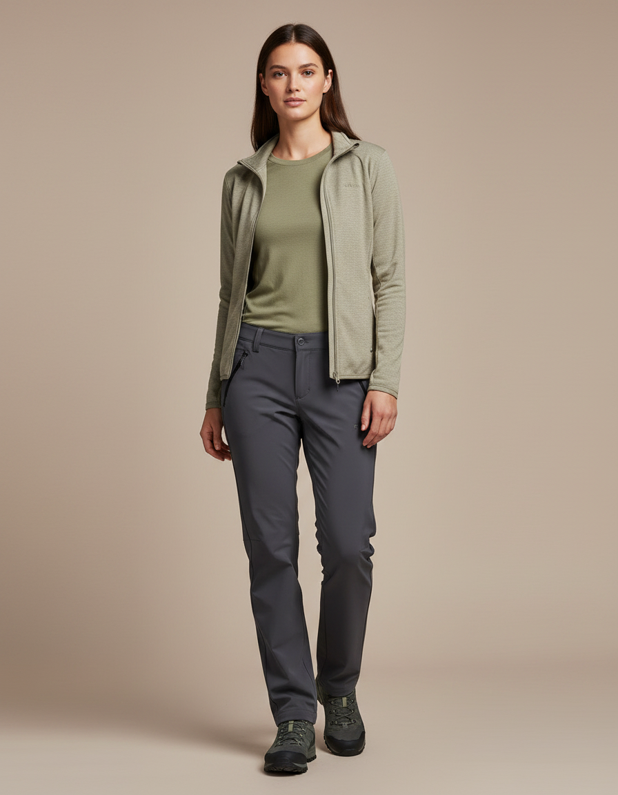 Pantalon Randonnée Femme Gris Anthracite Stretch Coupe Droite - Polyester