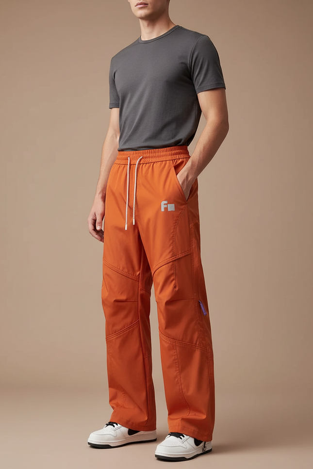 Pantalon Randonnée Orange Ample Décontracté Fonctionnel - Polyester