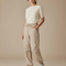 Pantalon Randonnée Beige Cargo Fluide Femme Sport - Polyester