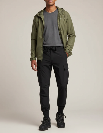Pantalon Randonnée Noir Cargo Homme Jogger Léger - Polyester