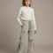 Pantalon Randonnée Gris Ample Cordon Zippé Fille - Polyester