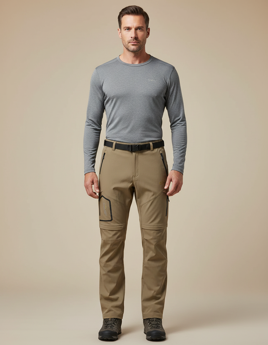 Pantalon Randonnée Zip - Kaki Polyester