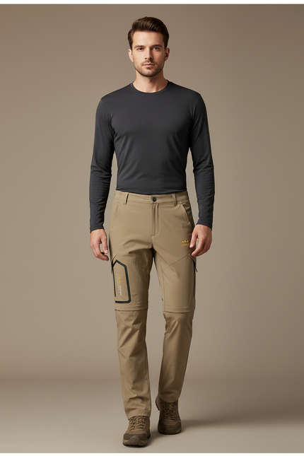 Pantalon Randonnée Convertible Beige Léger Séchage Rapide Homme - Polyester