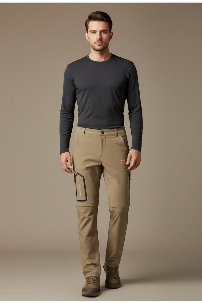 Pantalon Randonnée Convertible Beige Léger Séchage Rapide Homme - Polyester