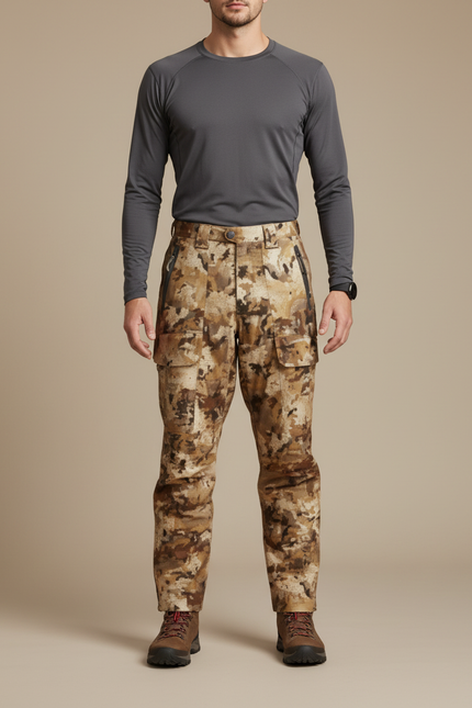 Pantalon Randonnée Camouflage Cargo Homme Marron Durable - Toile