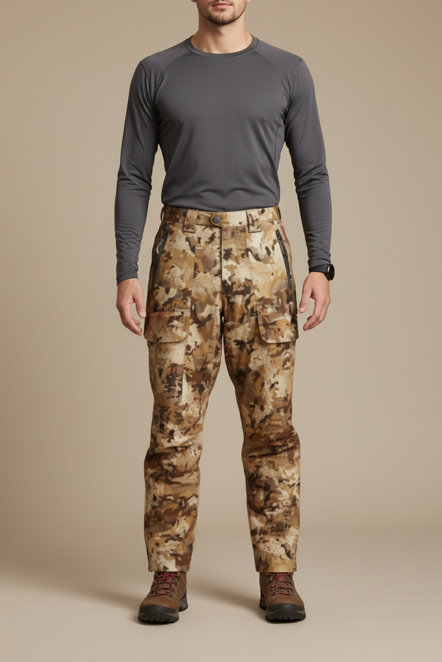 Pantalon Randonnée Camouflage Cargo Homme Marron Durable - Toile