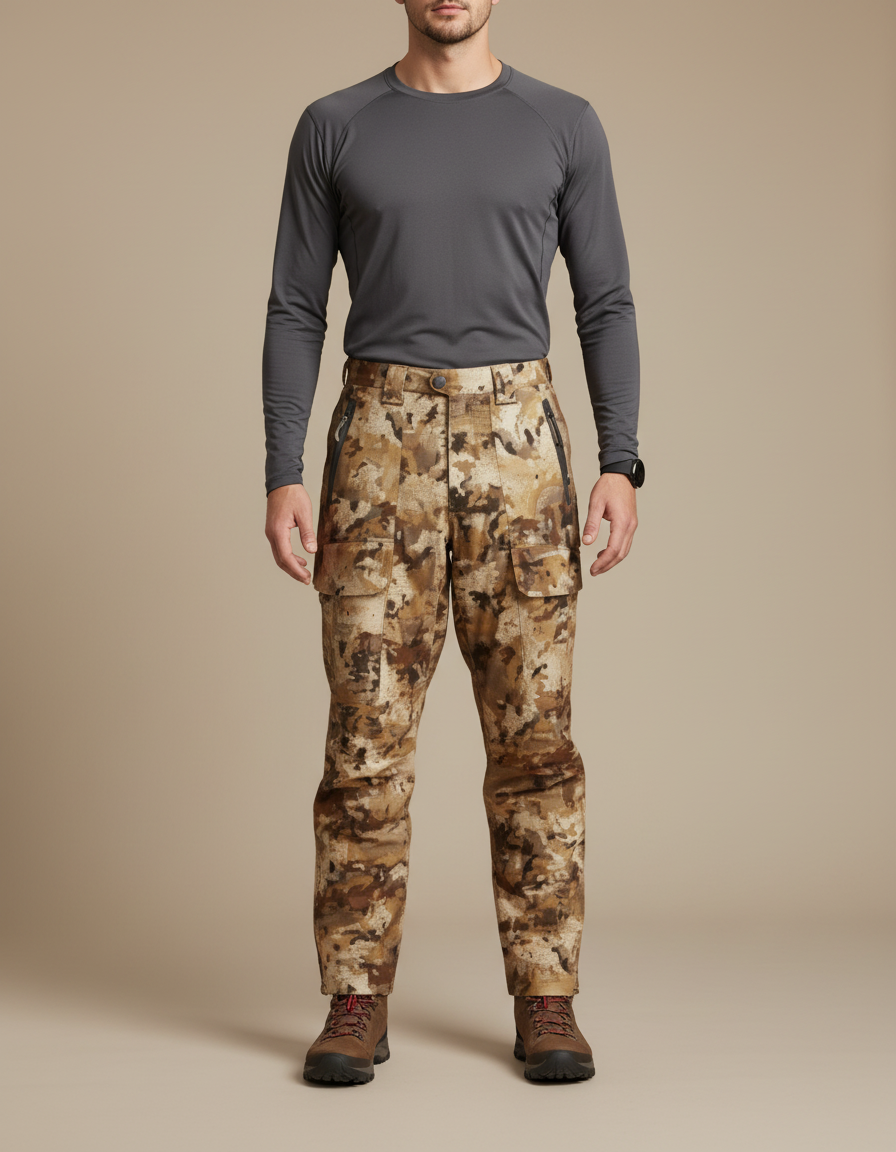 Pantalon Randonnée Camouflage Cargo Homme Marron Durable - Toile