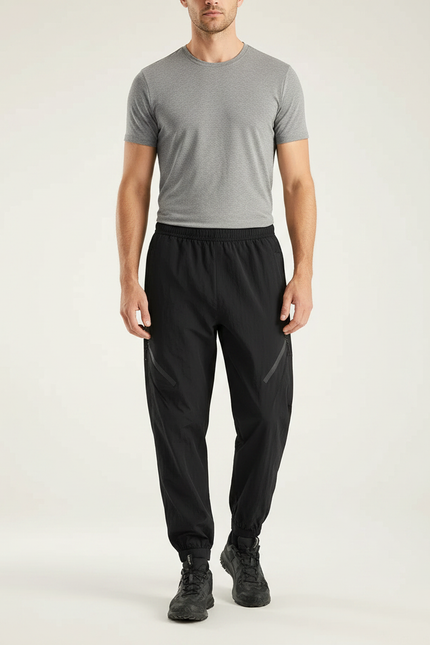 Pantalon Randonnée Noir Léger Jogger Sport Homme - Polyester