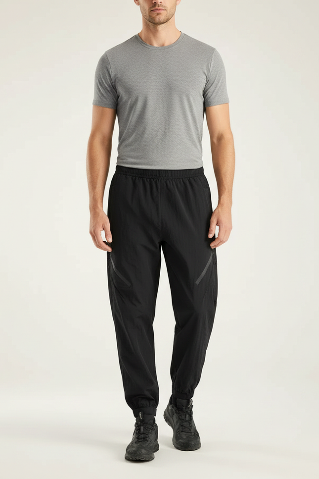 Pantalon Randonnée Noir Léger Jogger Sport Homme - Polyester