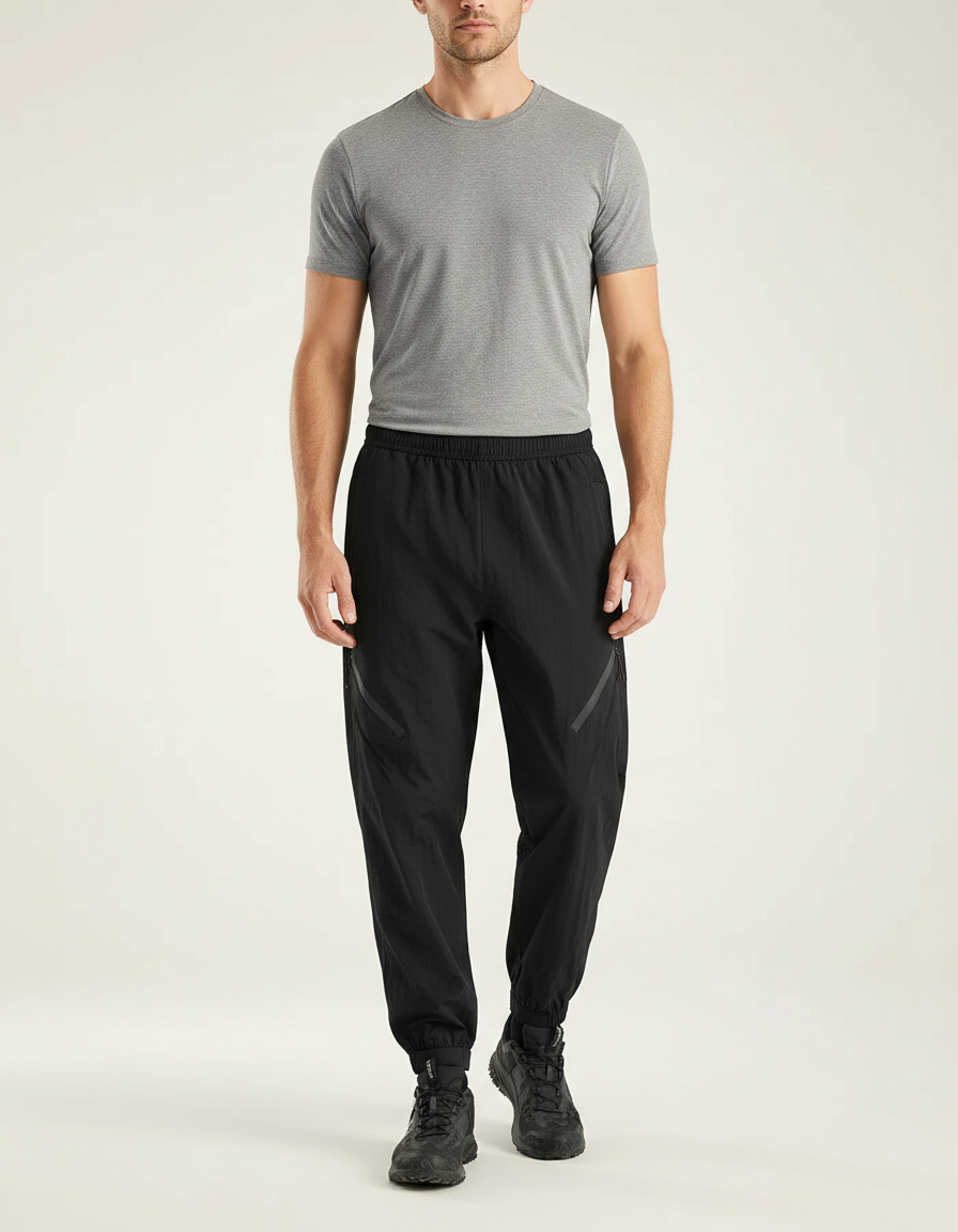 Pantalon Randonnée Noir Léger Jogger Sport Homme - Polyester