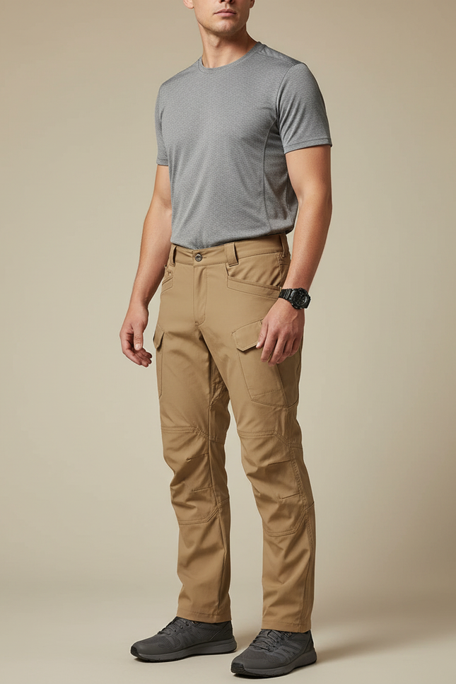Pantalon Randonnée Cargo Kaki Tactique Homme Léger - Polyester