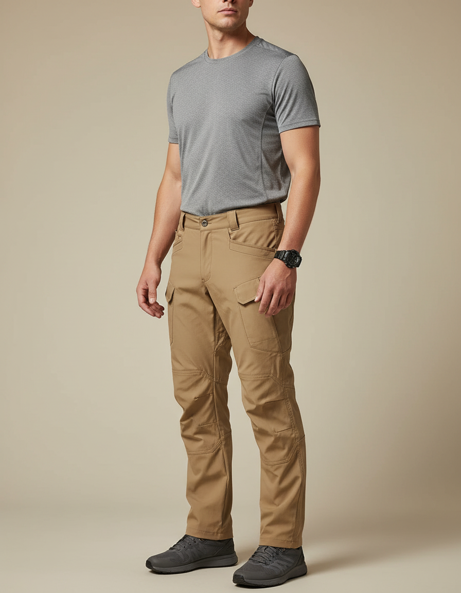 Pantalon Randonnée Cargo Kaki Tactique Homme Léger - Polyester