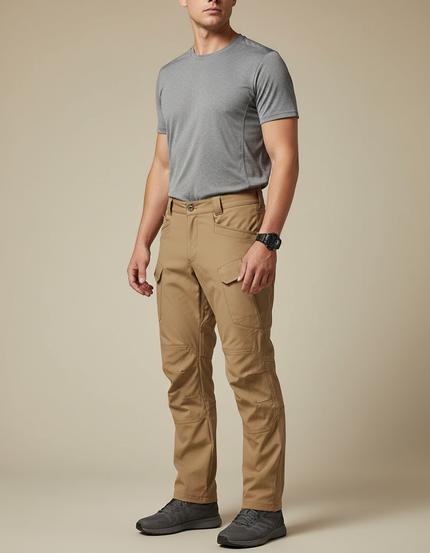 Pantalon Randonnée Cargo Kaki Tactique Homme Léger - Polyester