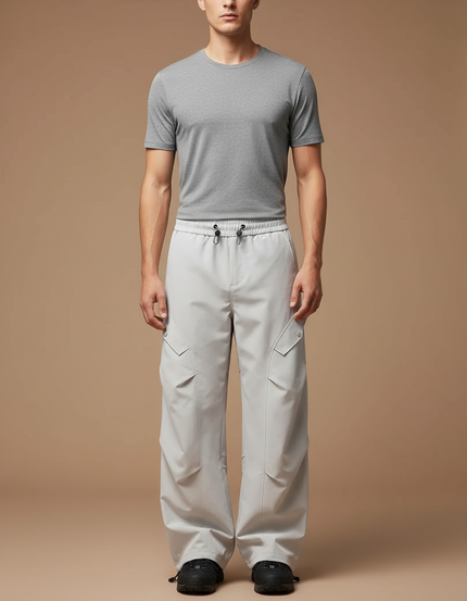 Pantalon Randonnée Gris Cargo Ample Léger Cordon - Polyester