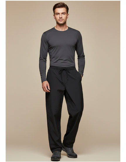 Pantalon Randonnée Noir Léger Ample Sport Décontracté - Polyester