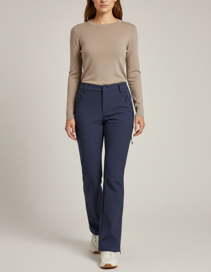 Pantalon Randonnée Bleu Marine Doublé Polaire Extensible Femme - Polyester