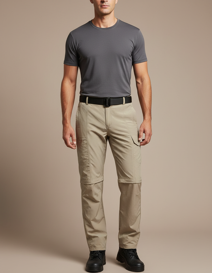 Pantalon Randonnée Beige Convertible Léger Homme - Polyester