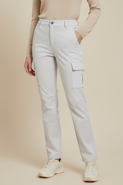 Pantalon Randonnée Gris Cargo Coupe Droite Femme - Simili cuir