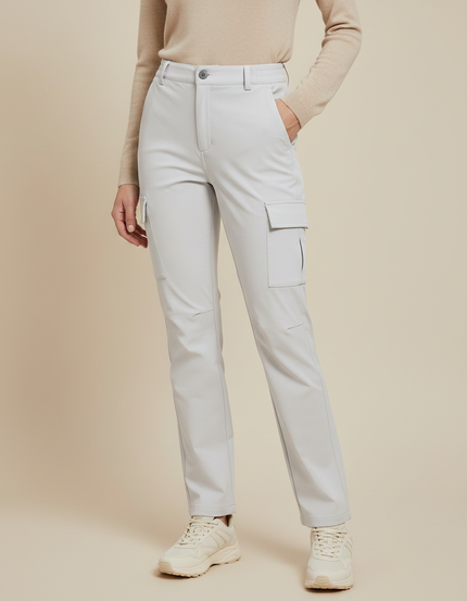 Pantalon Randonnée Gris Cargo Coupe Droite Femme - Simili cuir