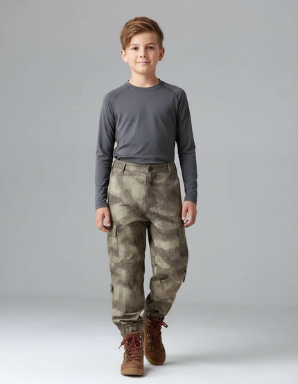 Pantalon Randonnée Camouflage Cargo Enfant Robuste - Imprimé Polyester