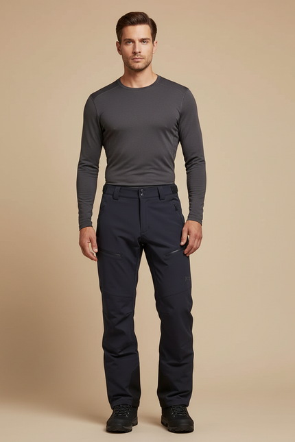 Pantalon Randonnée Noir Homme Coupe Droite Imperméable - Marine Polyester