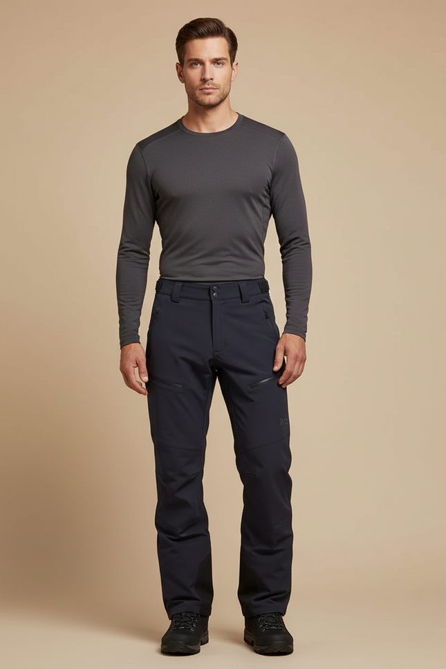 Pantalon Randonnée Noir Homme Coupe Droite Imperméable - Marine Polyester