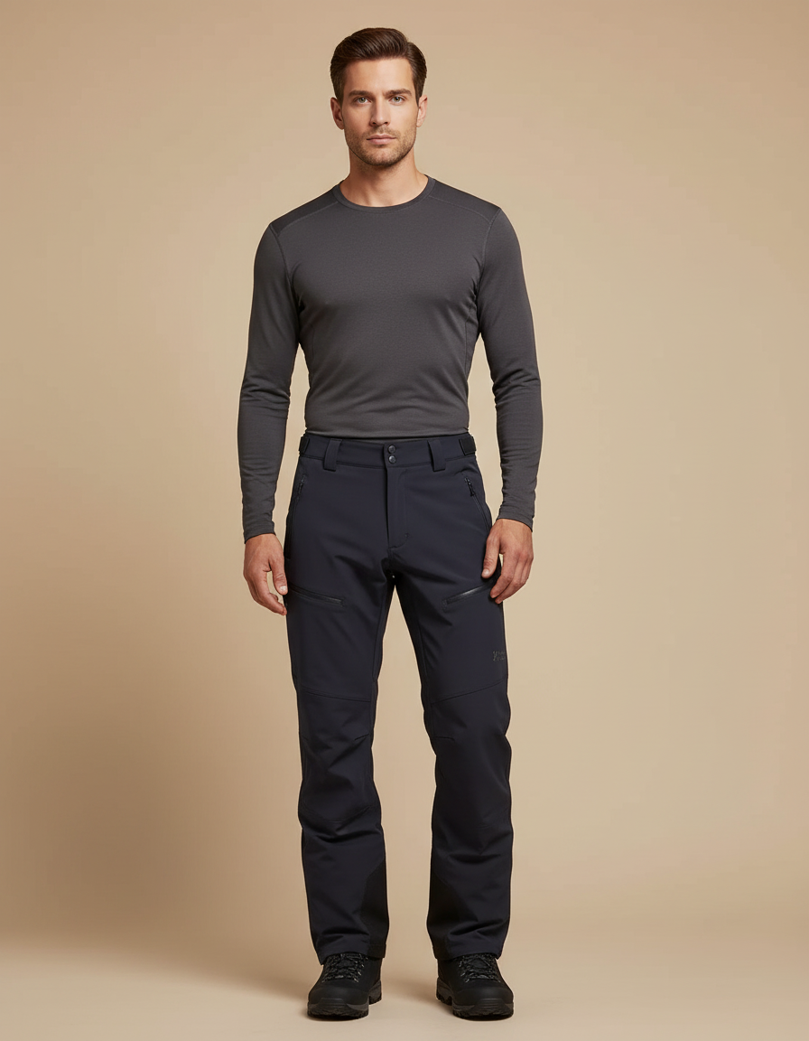 Pantalon Randonnée Noir Homme Coupe Droite Imperméable - Marine Polyester