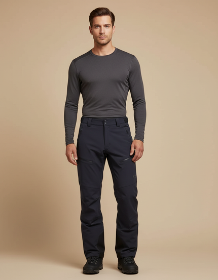 Pantalon Randonnée Noir Homme Coupe Droite Imperméable - Marine Polyester
