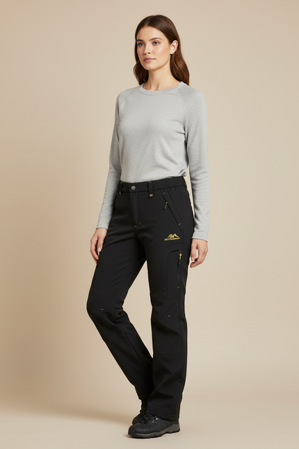 Pantalon Randonnée Noir Polaire Imperméable Femme - Polyester