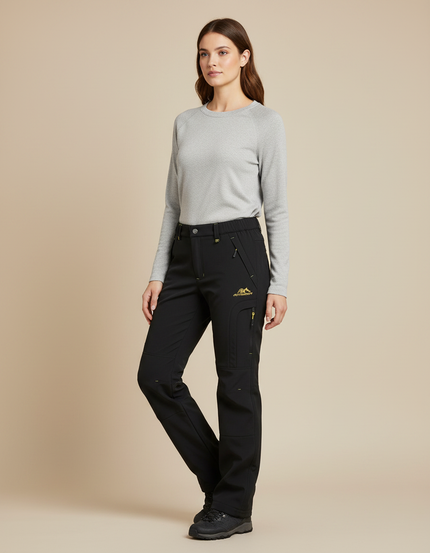 Pantalon Randonnée Noir Polaire Imperméable Femme - Polyester