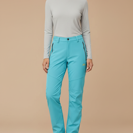 Pantalon Randonnée Femme Turquoise Doux Extensible Coupe-Vent - Bleu Polyester