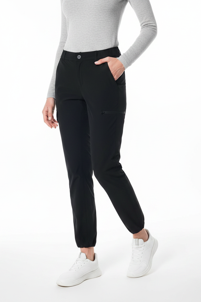 Pantalon Randonnée Noir Léger Cargo Élastiqué Femme - Polyester