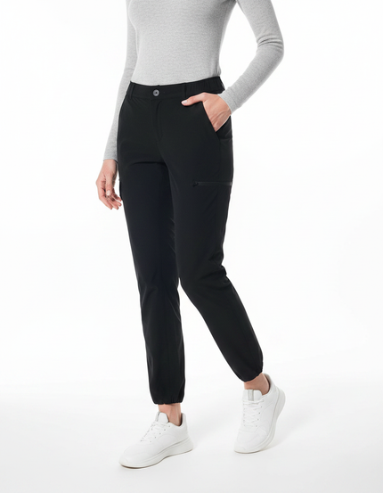 Pantalon Randonnée Noir Léger Cargo Élastiqué Femme - Polyester