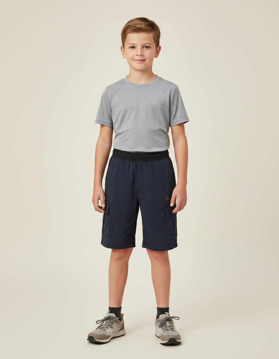 Pantalon Randonnée Marine Cargo Léger Enfant - Polyester