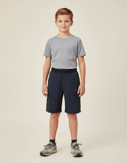 Pantalon Randonnée Marine Cargo Léger Enfant - Polyester