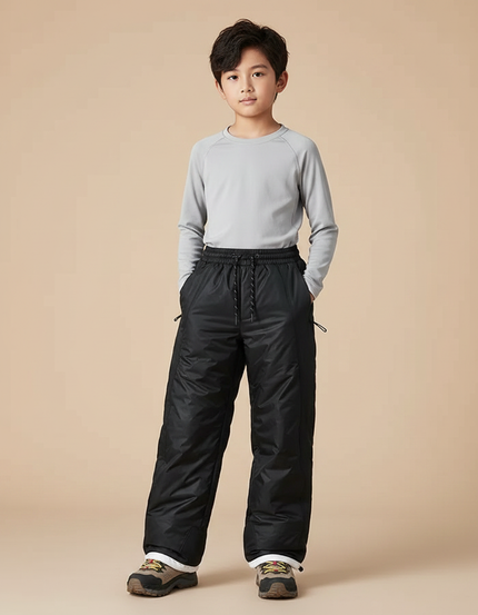 Pantalon Randonnée Noir Matelassé Enfant Hiver - Polyester