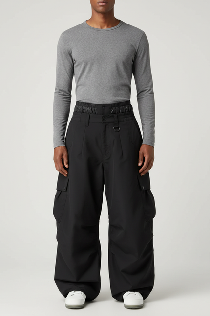 Pantalon Randonnée Noir Ample Cargo Homme - Polyester
