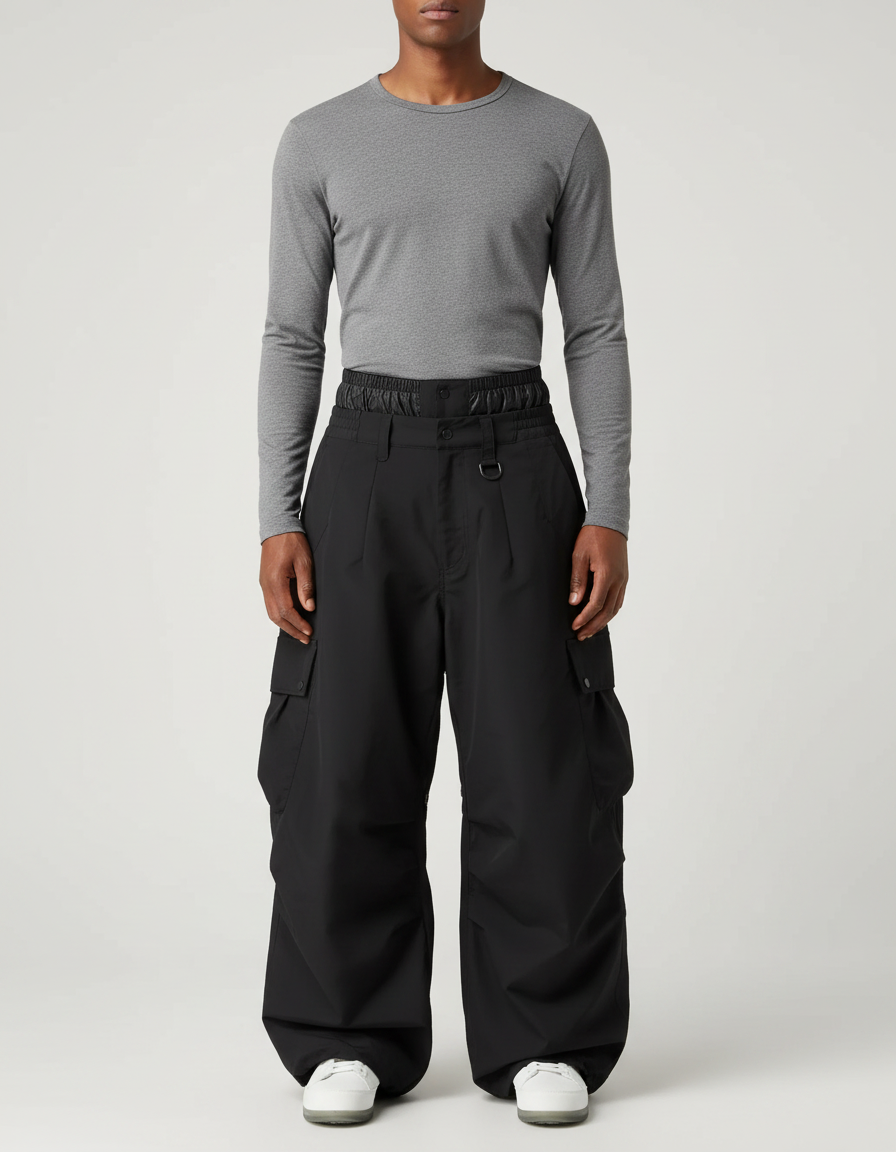 Pantalon Randonnée Noir Ample Cargo Homme - Polyester