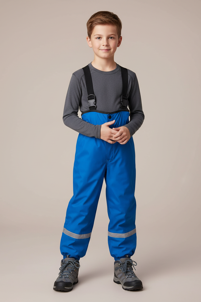 Pantalon Randonnée Bleu Imperméable Réfléchissant Salopette Enfant - Polyester