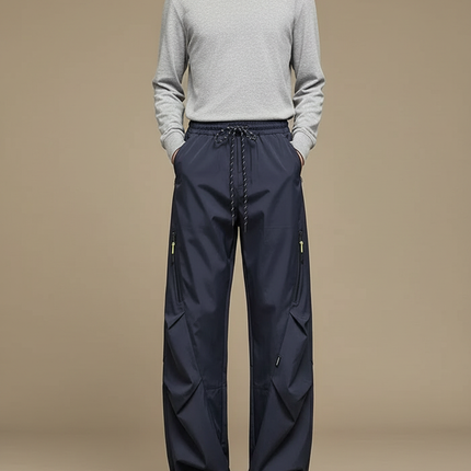 Pantalon Randonnée Bleu Marine Ample Coupe-Vent Imperméable - Polyester