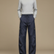 Pantalon Randonnée Bleu Marine Ample Coupe-Vent Imperméable - Polyester