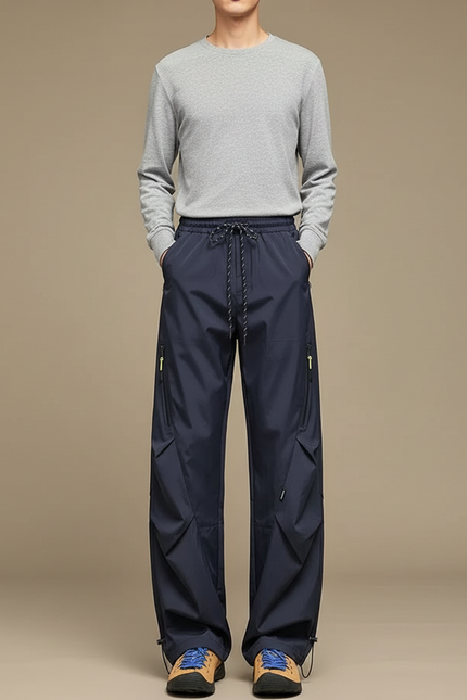 Pantalon Randonnée Bleu Marine Ample Coupe-Vent Imperméable - Polyester