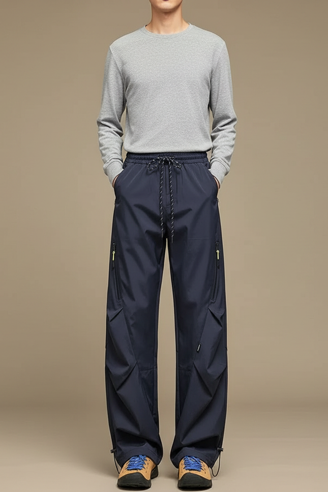 Pantalon Randonnée Bleu Marine Ample Coupe-Vent Imperméable - Polyester