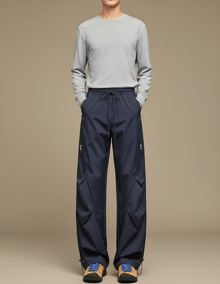 Pantalon Randonnée Bleu Marine Ample Coupe-Vent Imperméable - Polyester