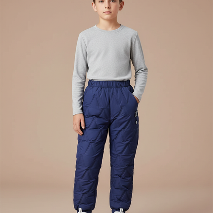 Pantalon Randonnée Enfant Matelassé Bleu Marine Hiver - Polyester