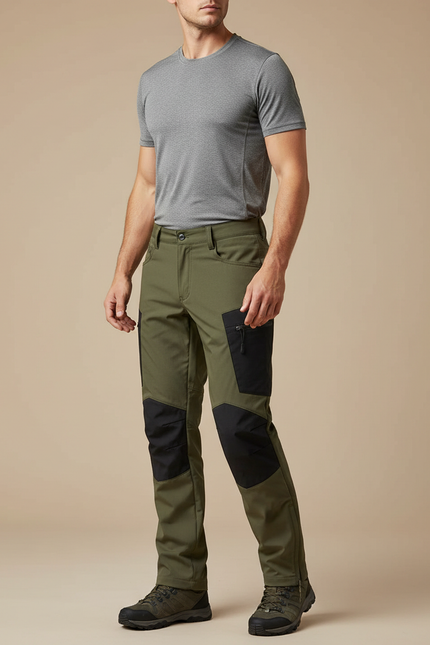 Pantalon Randonnée Vert Olive Renforcé Cargo Homme - Kaki Polyester